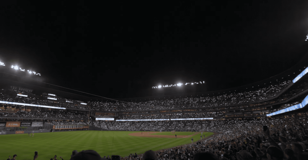 Coors Field inside view at night