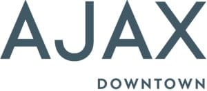 words in starkly sans serif, slate blue font reading Ajax Downtown